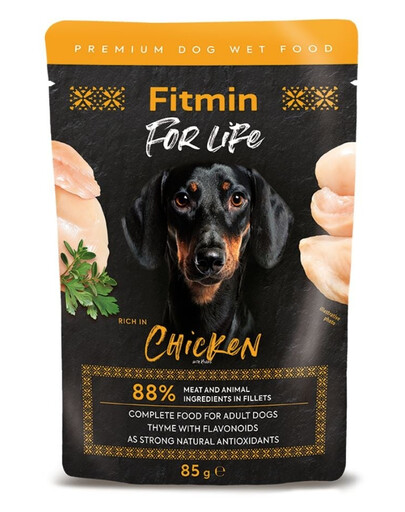 FITMIN For Life Dog Adult Chicken Nassfutter Huhn mit Kräutern in Soße 85g