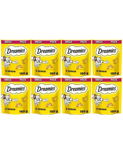 DREAMIES Mega Pack Chrupiące przysmaki dla kota o smaku sera 8x180 g