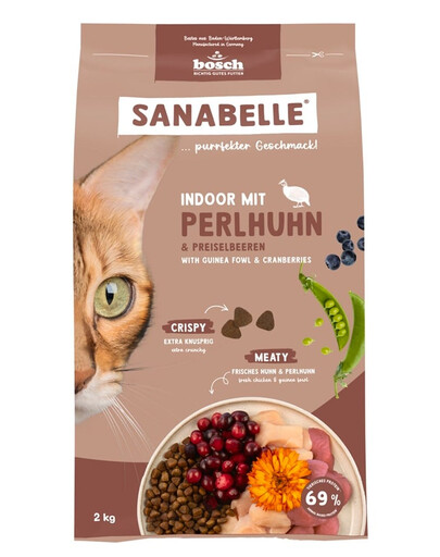 SANABELLE Indoor Trockenfutter mit Perlhuhn für Wohnungskatzen 2 kg