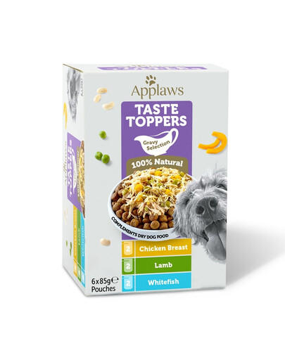 APPLAWS Dog Taste Toppers Gravy Selection Miltipak Mix-Paket in Soße 6x85 g
