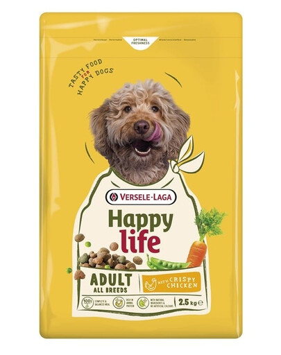 VERSELE-LAGA Happy Life Adult Trockenfutter mit Huhn für adulte Hunde 2,5 kg
