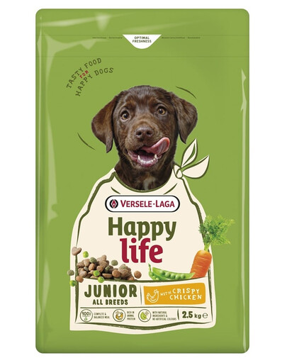 VERSELE-LAGA Happy Life Junior Trockenfutter mit Huhn für Welpen und junge Hunde 2,5 kg
