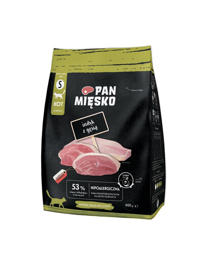 PAN MIĘSKO TRockenfutter mit Pute und Gans für adulte Katzen S hypoallergen 400 g