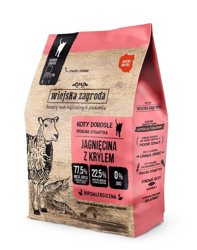 WIEJSKA ZAGRODA Trockenfutter mit Lamm und Krill für adulte Katzen getreidefrei 400 g