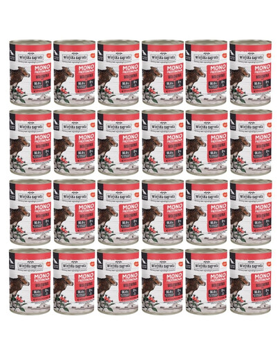 WIEJSKA ZAGRODA Nassfutter mit Rind Monoprotein für adulte Hunde getreidefrei 24x400 g