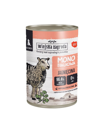 WIEJSKA ZAGRODA Nassfutter mit Lamm Monoprotein für Welpen getreidefrei 400 g