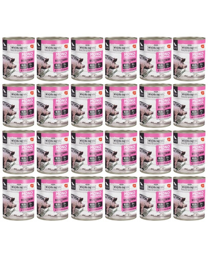 WIEJSKA ZAGRODA Nassfutter Schweinefleisch Monoprotein für adulte Hunde 24x800 g