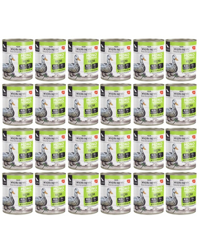 WIEJSKA ZAGRODA Nassfutter mit Ente Monoprotein für adulte Hunde getreidefrei 24x800 g