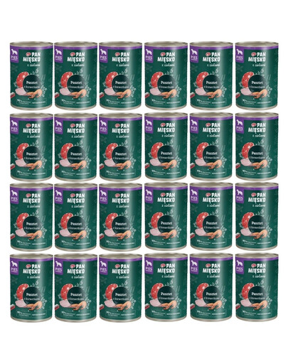 PAN MIĘSKO mit Kräutern Pastete mit Garnelen für adulte Hunde hypoallergen 24x400 g