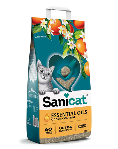 SANICAT Essential Oils Orange floral Bentonitstreu mit blumigem Duft 10 kg