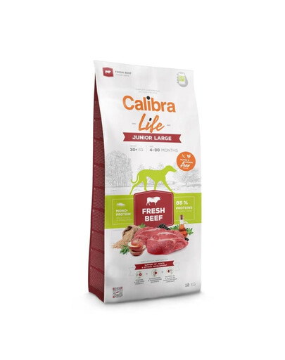 CALIBRA Life Junior Large Trockenfutter mit Rindfleisch für Junior großer Rassen 12 kg