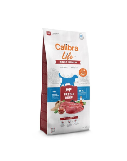 CALIBRA Life Adult Medium Fresh Beef Trockenfutter mit Rindfleisch für Hunde mittelgroßer Rassen 12 kg