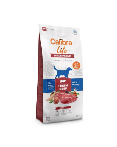 CALIBRA Life Senior Medium Fresh Beef Trockenfutter mit Rindfleisch für ältere Hunde mittelgroßer Rassen 12 kg
