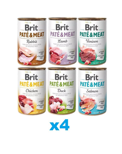 BRIT Pate&Meat Mix smaków 24x400 g pasztet dla psów