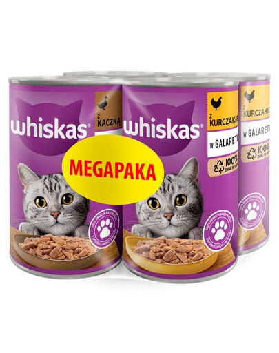 WHISKAS Adult Nassfutter MIx Geschmacks mit Huhn und Ente in Gelee 4x400 g für erwachsene Katzen