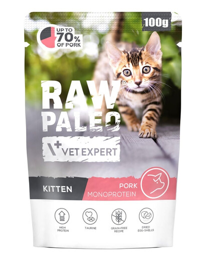 RAW PALEO Monoprotein Nassfutter mit Schweinefleisch für Kätzchen 100g