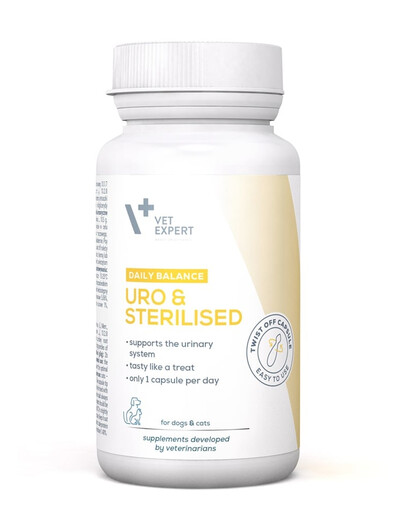 VET EXPERT Daily Balance Uro und Sterilized Unterstützung des Harnsystems für Hunde und Katzen 30 Kapseln