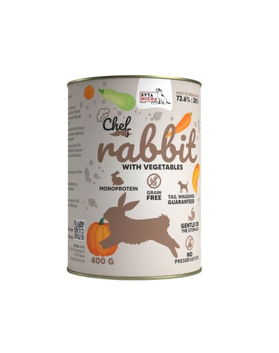 SYTA MICHA Chef Nassfutter Monoprotein Kaninchen mit Gemüse für adulte Hunde 400 g