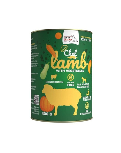 SYTA MICHA Chef Nassfutter Monoprotein Lamm mit Gemüse für adulte Hunde getreidefrei 400 g