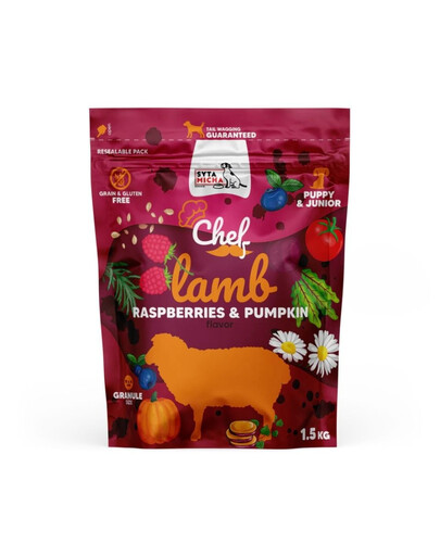 SYTA MICHA Chef Trockenfutter mit Lamm, Himbeere und Kürbis für Welpen getreidefrei 1,5 kg