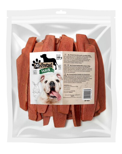 MR. PRETZEL Breite Streifen aus Kaninchen Hundesnack 500 g