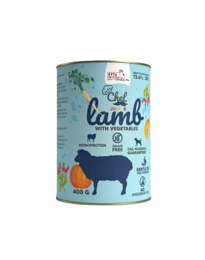 SYTA MICHA Chef Nassfutter Monoprotein Lamm mit Gemüse für Welpen 400 g