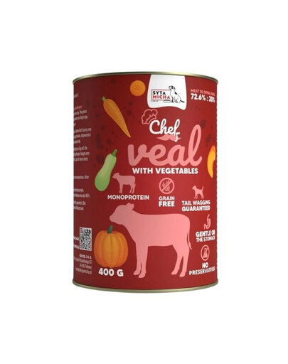 SYTA MICHA Chef Nassfutter Monoprotein Kalb mit Gemüse für Hunde 400 g