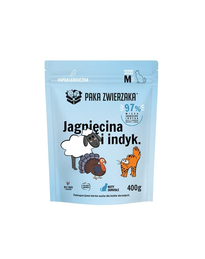 Karma sucha Jagnięcina i indyk dla kota M 400 g