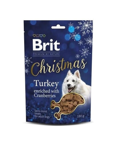 BRIT Premium By Nature Dog Christmas Semi-moist Snack Turkey halbfeuchter Snack für Hunde mit Truthahn und Cranberry 180 g