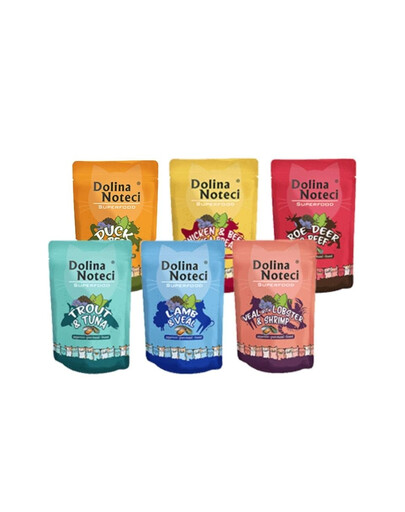 DOLINA NOTECI Superfood Nassfutter MIX 6 Geschmacks für Katzen 24x85 g