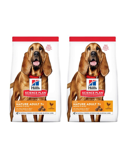 HILL'S Science Plan 7+ Dog Mature Light Medium Chicken für ältere Hunde 2x14 kg