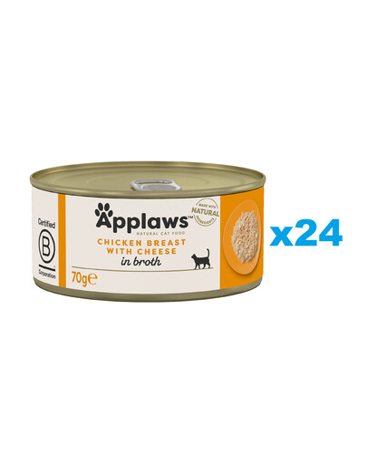APPLAWS Cat Adult Chicken Breast with Cheese in Broth pierś z kurczaka z serem w bulionie 24x70 g