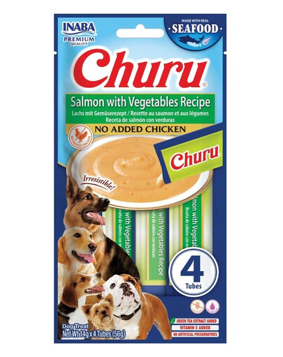 Dog Churu Fish Based Salmon with Vegetables Recipe 4x14g kremowe przysmaki z łososiem i warzywami dla psów