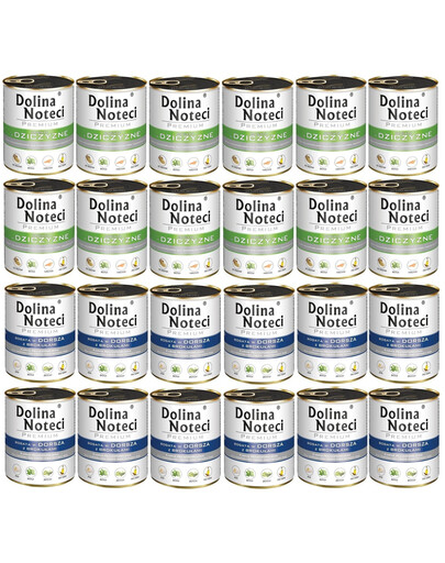 DOLINA NOTECI Mix smaków Premium Bogata w dziczyznę i dorsza z brokułami 24x800g