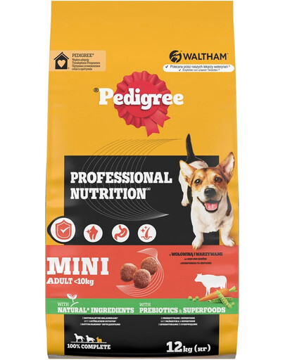 PEDIGREE Professional Nutrition Adult Mini z Wołowiną i Warzywami 12 kg dla psów małych ras
