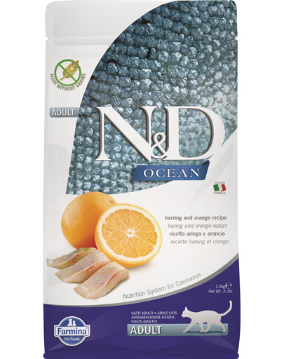 FARMINA N&D Ocean Trockenfutter mit Hering und Orange für adulte Katzen 50 g