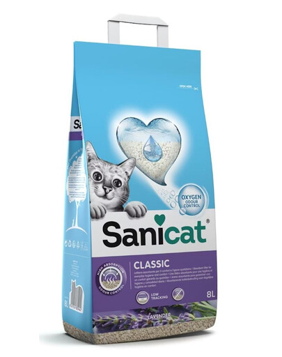 SANICAT Classic Lavender Katzenstreu mineralische Streu mit Lavendelduft 8 L
