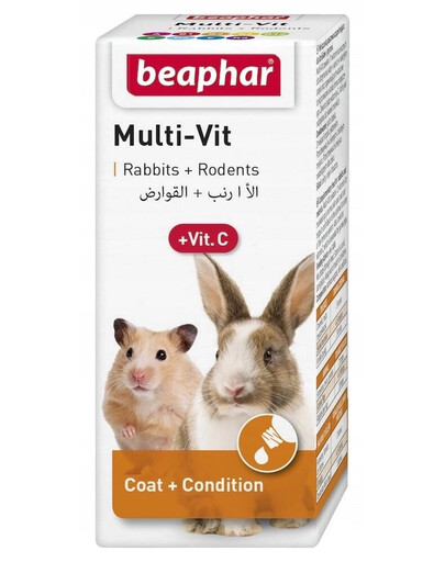 BEAPHAR Multi-Vit + Vit.C Vitaminpräparat für Kaninchen und Nager 20 ml