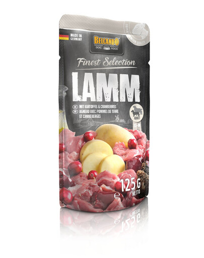 BELCANDO Finest Selection Lamm, Kartoffeln und Cranberries Nassfutter für Hunde 12x125g