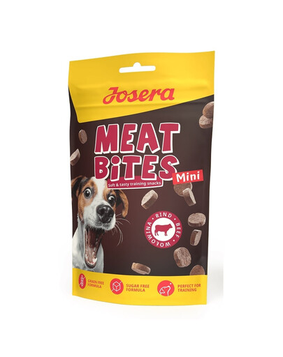 JOSERA Meat Bites Mini Beef Snacks aus Rindfleisch für das Training kleiner Hunderassen 24x70g