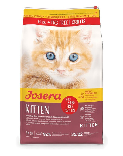 JOSERA Kitten Trockenfutter für Kätzchen und tragende oder säugende Katzen 10 kg + 1kg Gratis