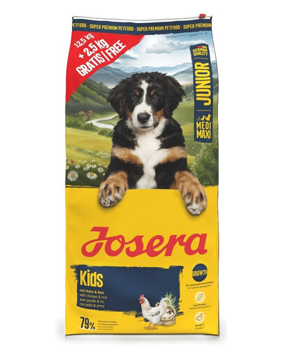 JOSERA Junior Kids für junge Hunde mittelgroßer und großer Rassen 12,5kg + 2,5kg Gratis