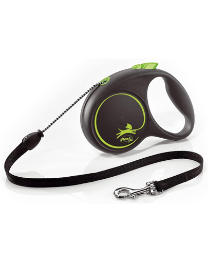 FLEXI Black Design M Seilleine 5 m Grün für Hunde bis max. 20 kg