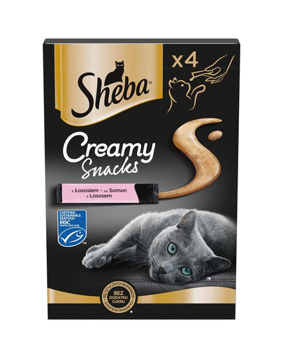 SHEBA Creamy Snacks cremiger Snack für Katzen mit Lachs 4x12g