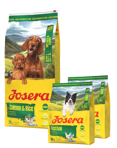JOSERA Mother and Puppy Salmon with Rice für Welpen, trächtige und säugende Hündinnen 12,5kg + 2x900g GRATIS