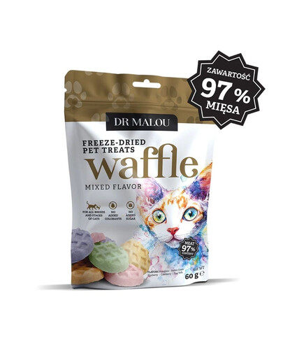DR MALOU Waffle Mixed Flavor Gefriergetrocknete Waffeln mit Huhn für Katzen 60g