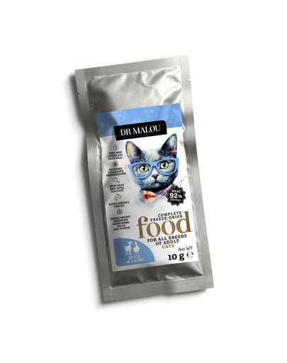 DR MALOU Gefriergetrocknete Nahrung Ente mit Lamm Trockenfutter für Katzen 10g