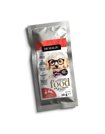 DR MALOU Gefriergetrocknete Ente mit Kaninchen Trockenfutter für Hunde 10 g