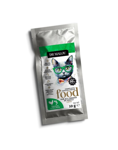 DR MALOU Gefriergetrocknet Huhn mit Lachs 10 g Trockenfutter für Katzen