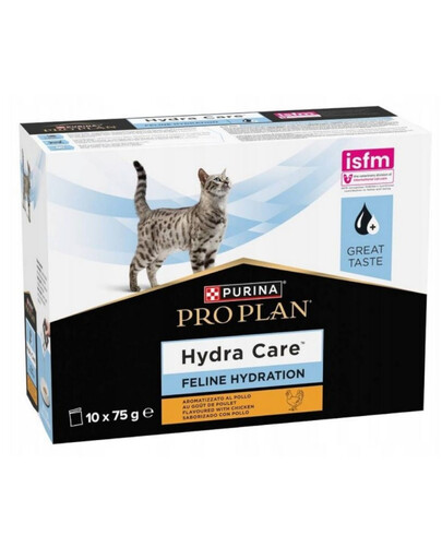 PURINA PRO PLAN Hydra Care Feline Hydration Chicken Ergänzungsfuttermittel mit Huhn für Katzen 10x75 g